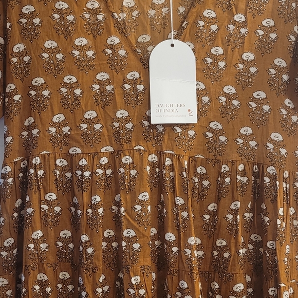 Daughters of India Chaaya Maxi Dress in Chai Cotton tiered vneck maxi dress - Picture 13 of 13